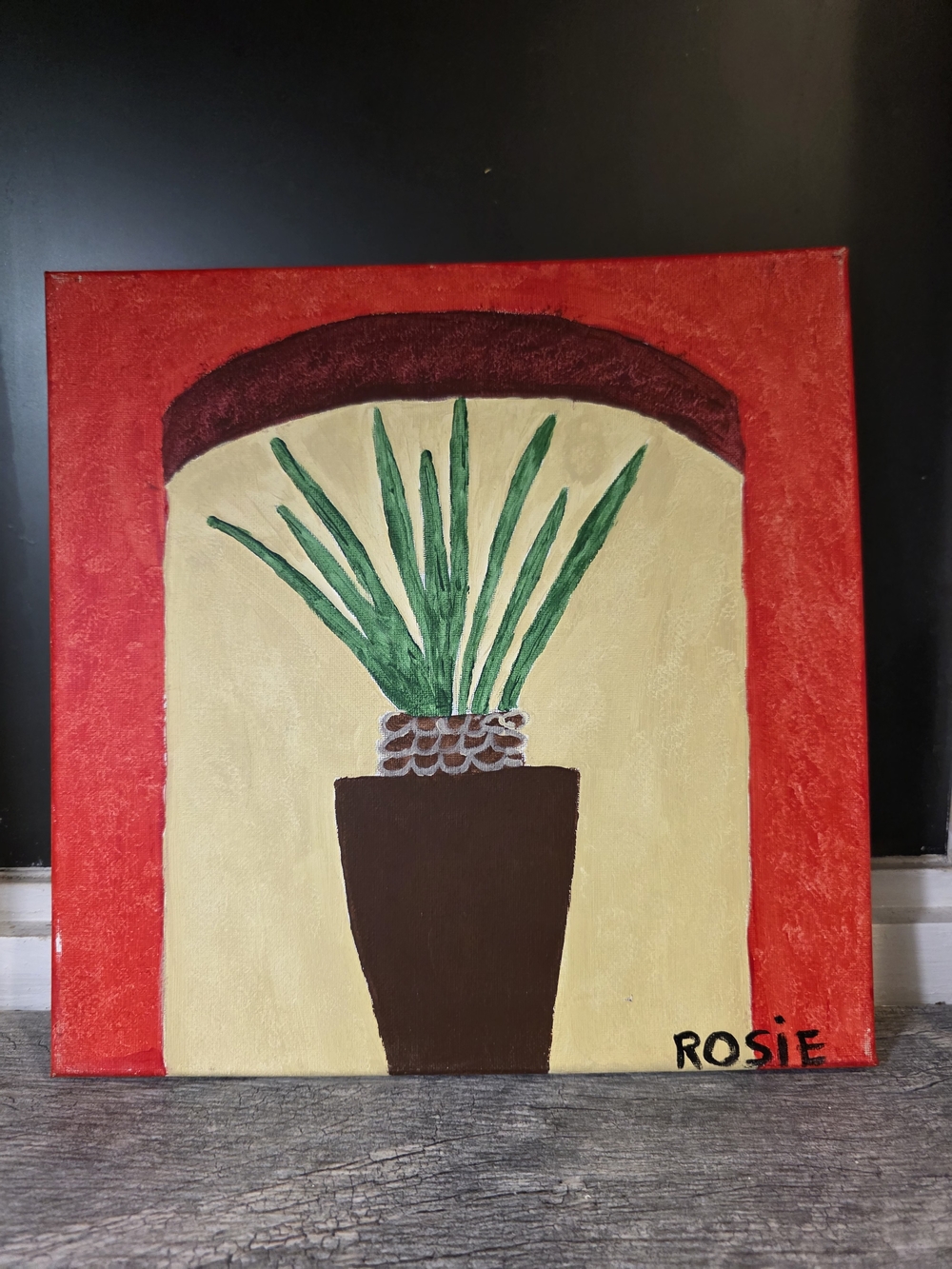 Rosie Red and Green Potted Plant Canvas Art